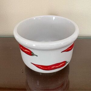 BIA Cordon Bleu White Stoneware Bowl with Red Chili Pepper Design
